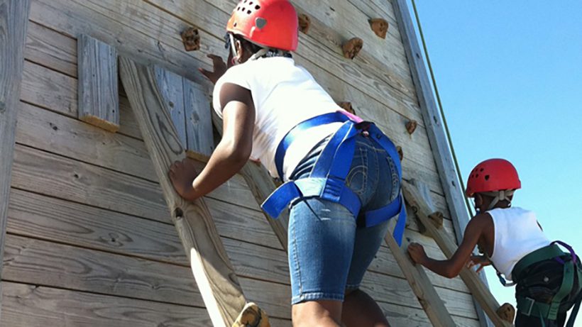 WBZ Cares climbing wall