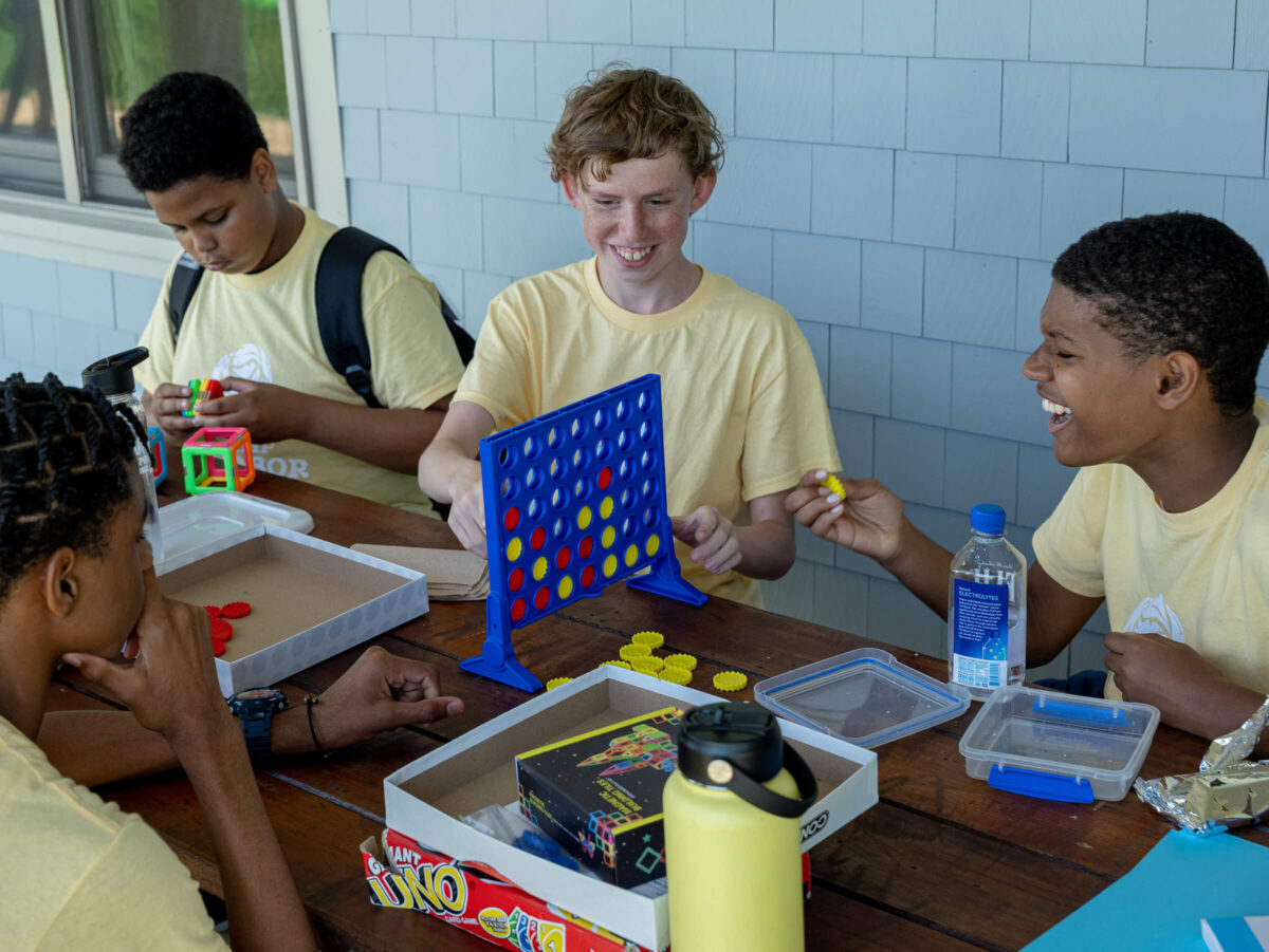 Campers playing board games