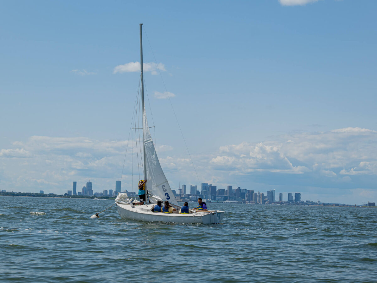 Campers sailing in Boston Harbor