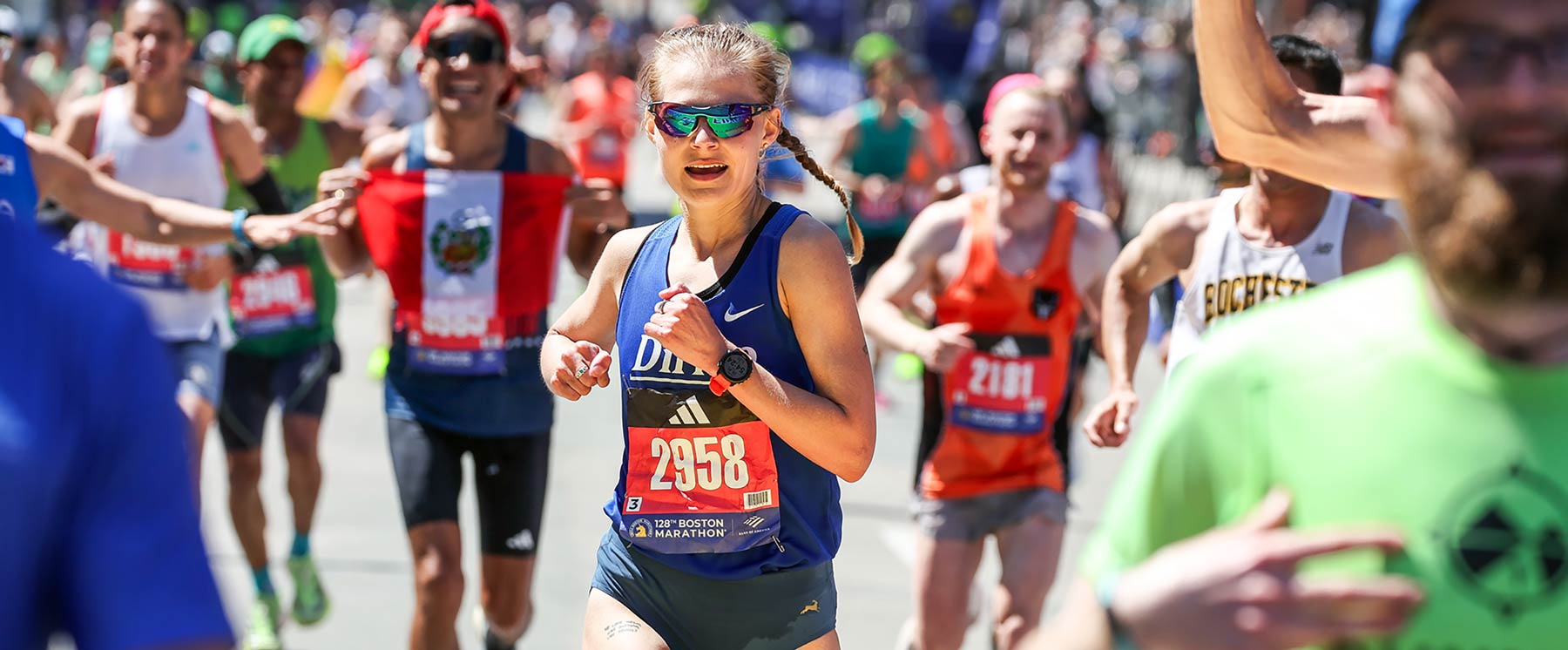 Runners at finish line Boston Marathon 2023